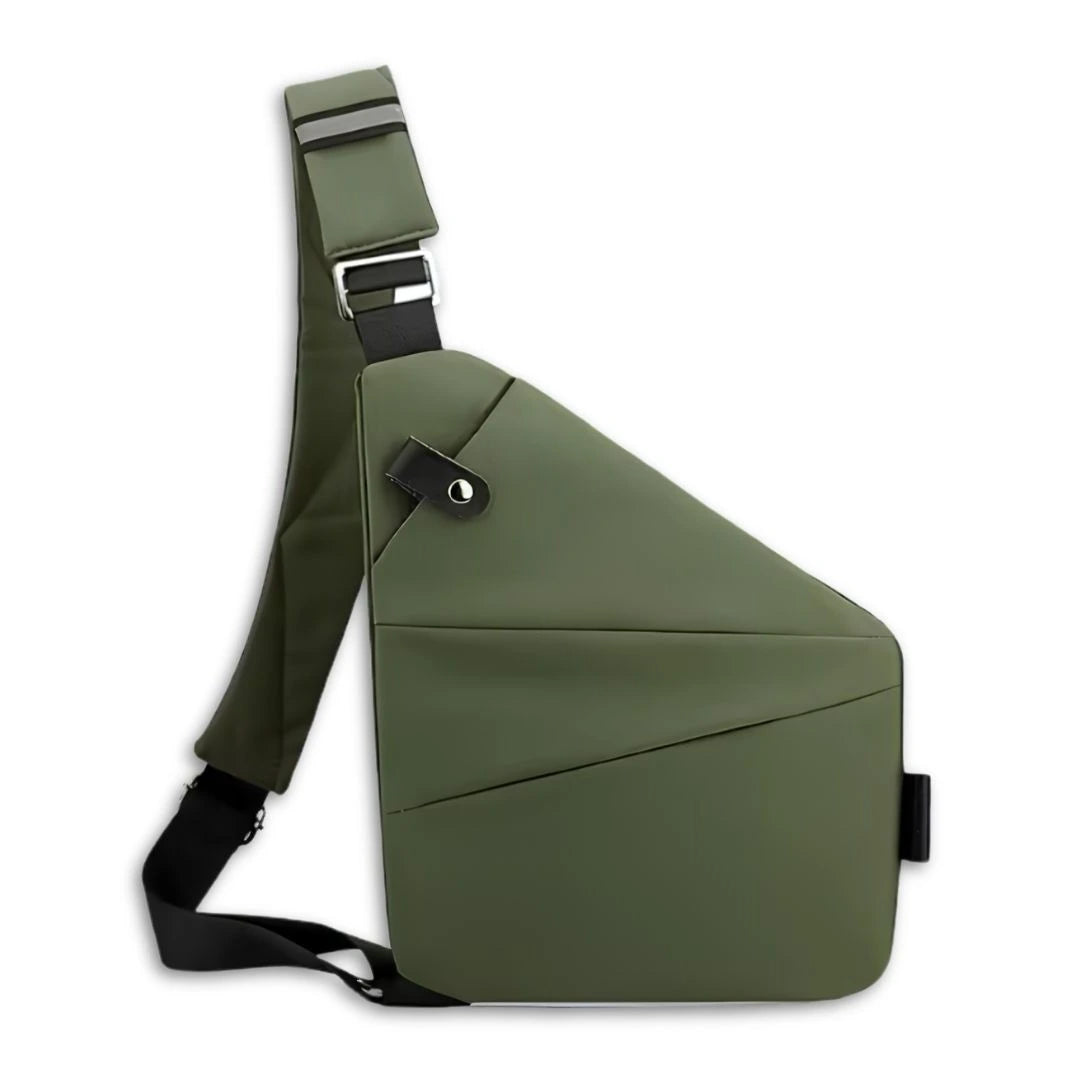RFID protected shoulder bag safeguards credit cards and passport from digital theft