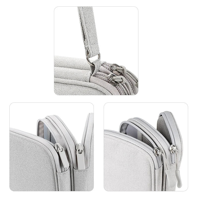 Neatly arranged travel cables inside organiser pouch