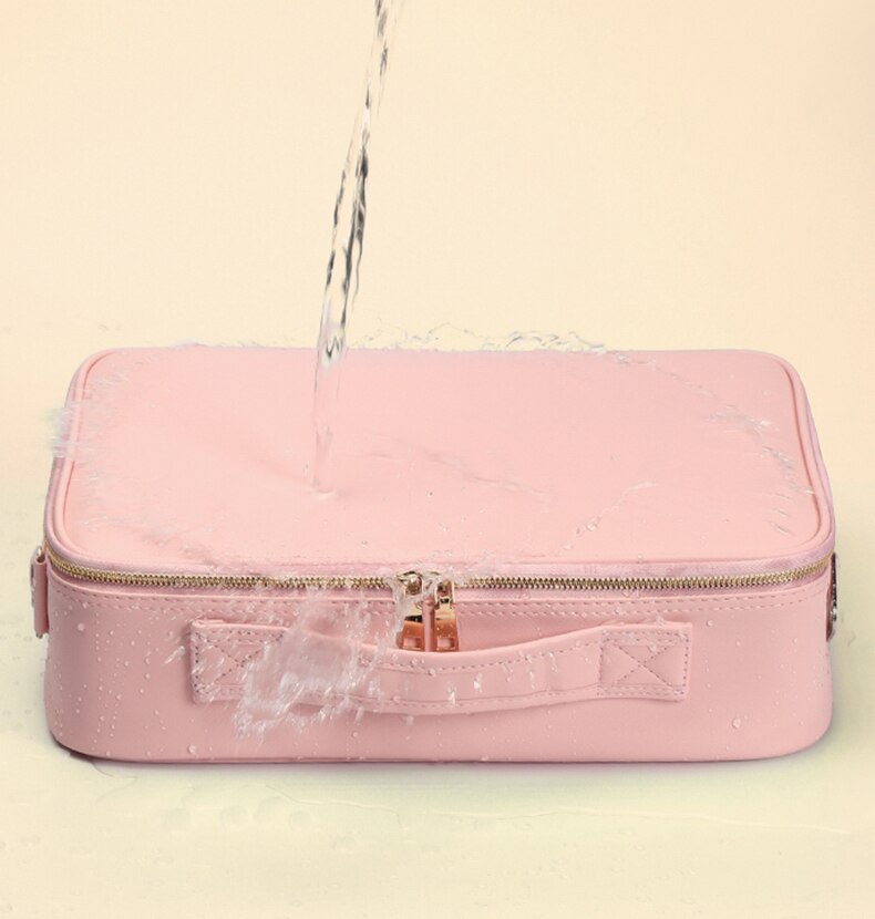 leather waterproof makeup travel case