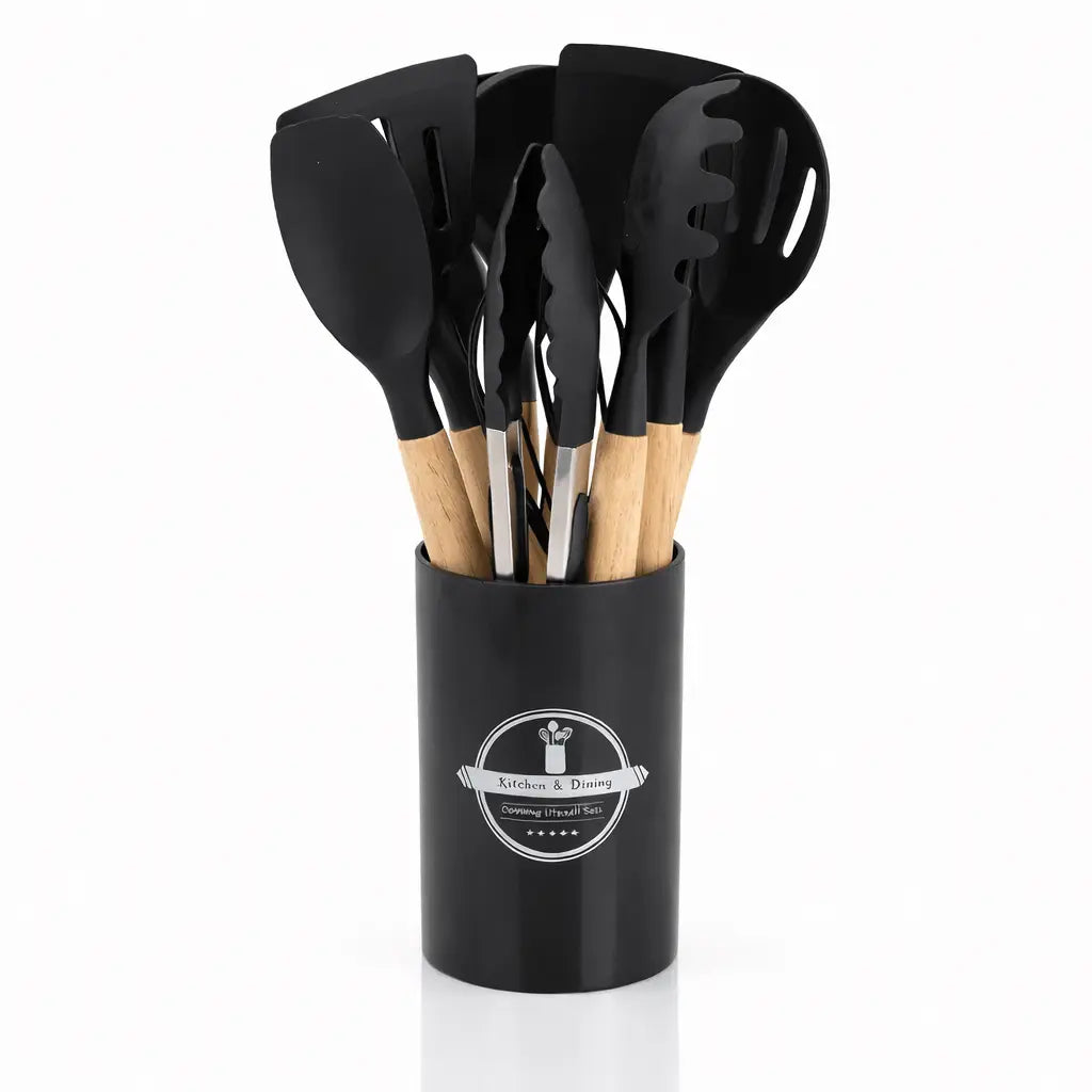 Silicone kitchen tongs gripping and serving food from hot pan safely