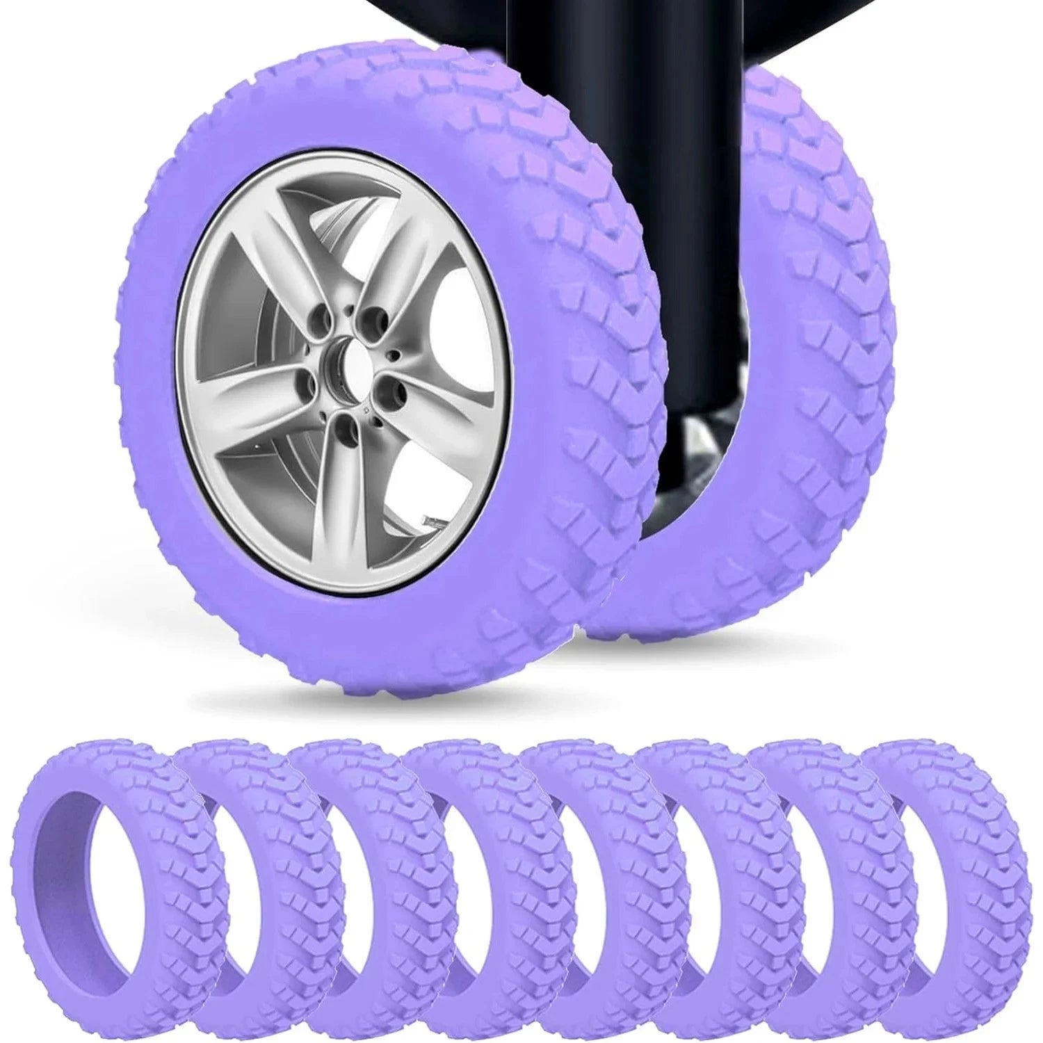 Silicone suitcase wheel protectors easy slip on installation