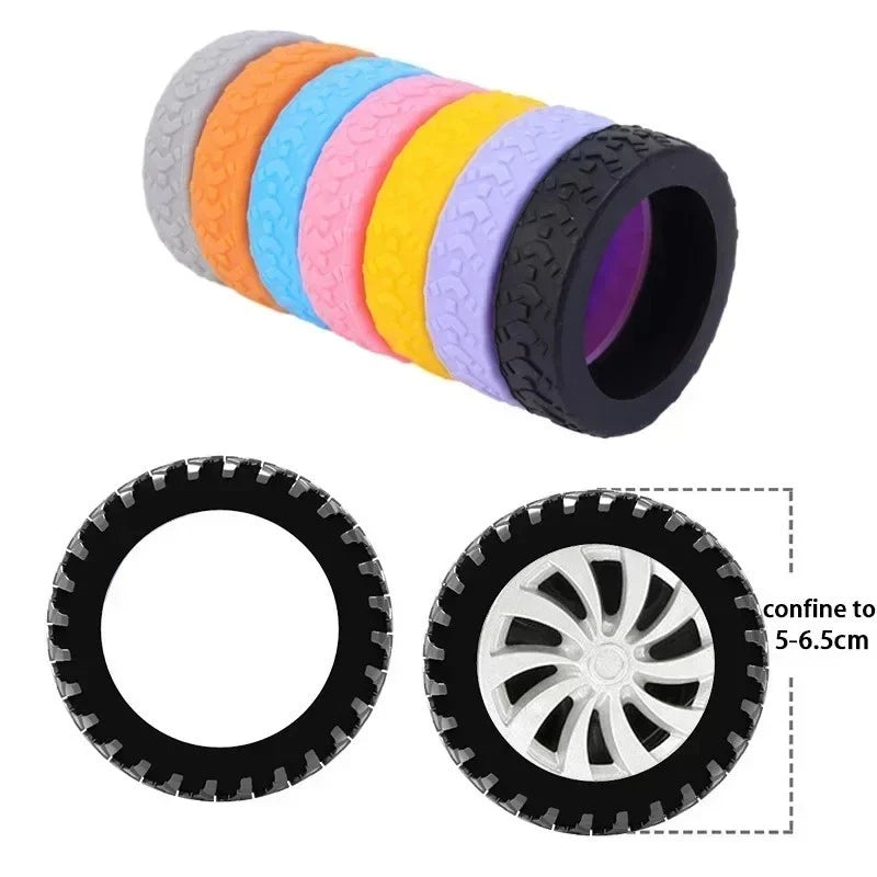 Suitcase wheel guards silicone covers on double spinner wheels