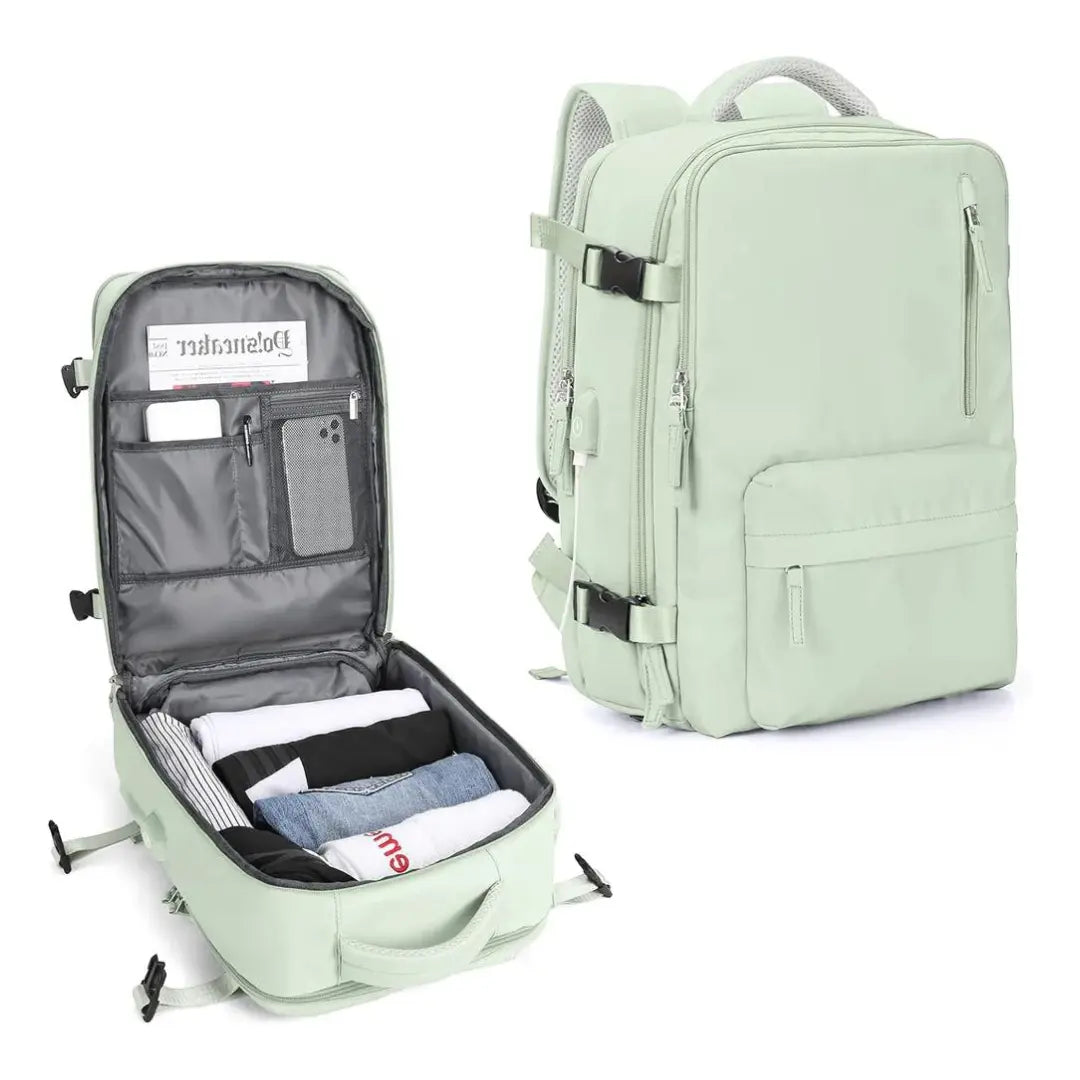 Waterproof Carry-On Backpack water-resistant polyester material detail
