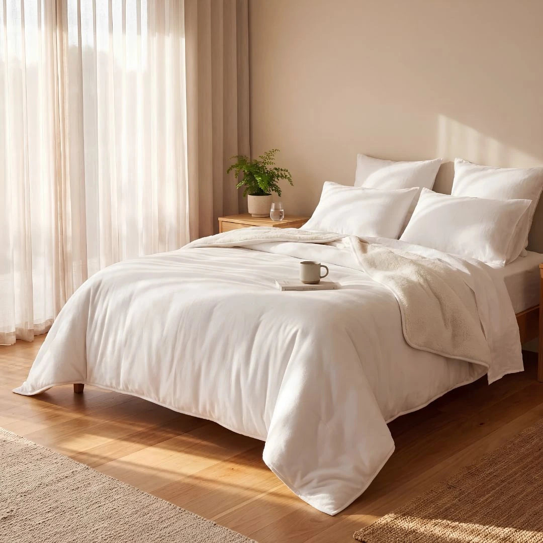 Woolmark certified Australian made Merino wool quilt with diamond stitch design