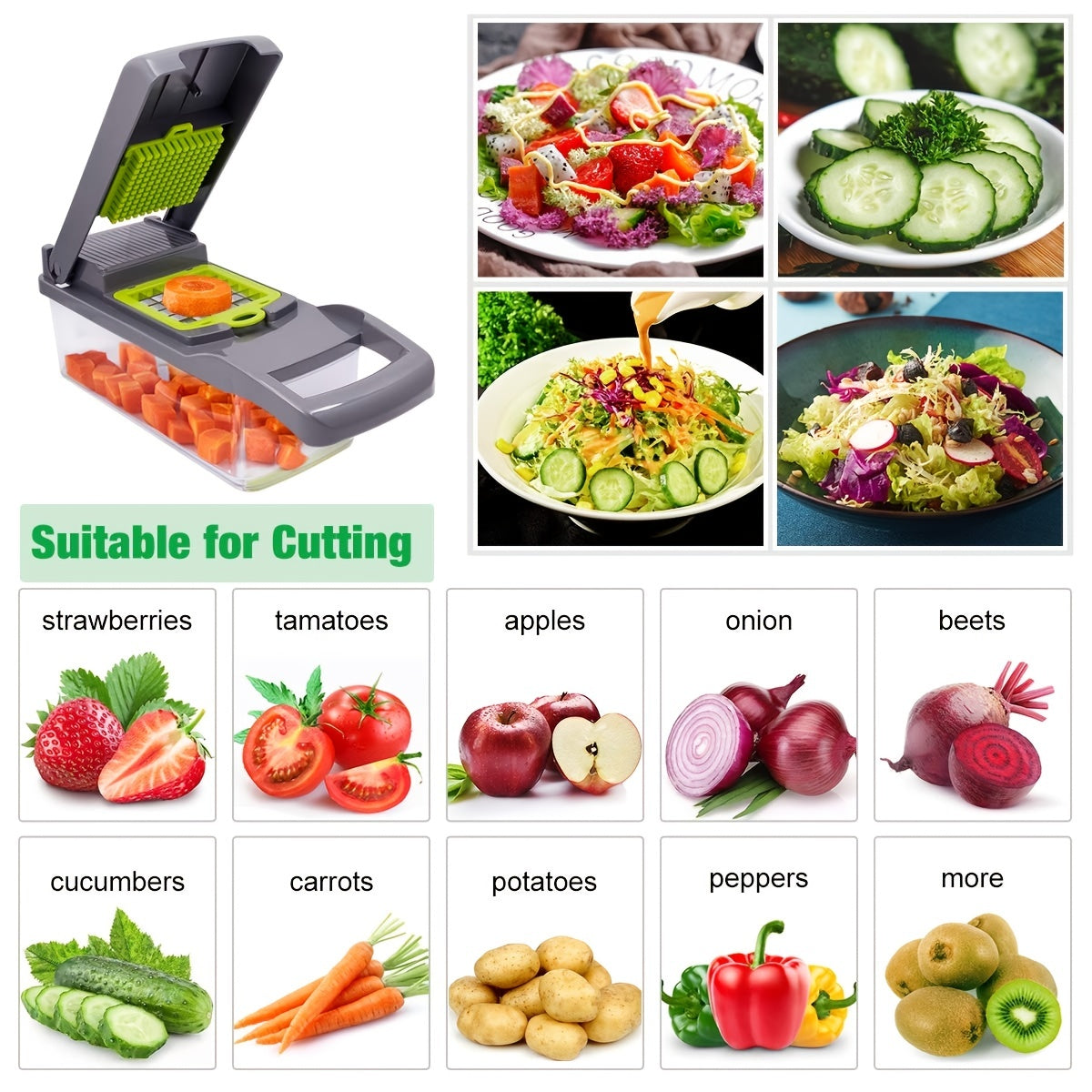 Multifunctional food dicer and slicer with interchangeable blades

