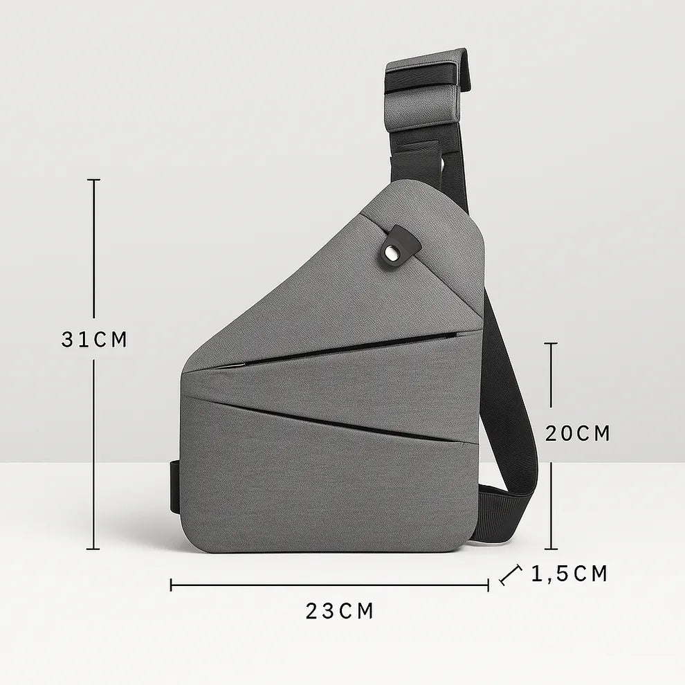 Secure crossbody bag with hidden rear pocket