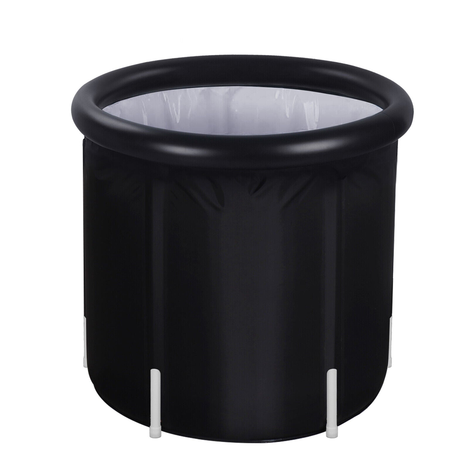 Cold therapy tub with double drain and inflatable ring

