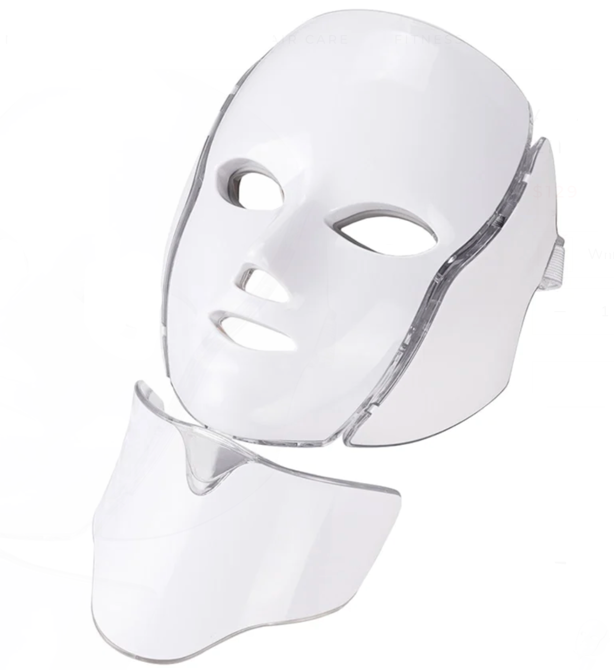 LuxeGlow LED mask with red light therapy activated

