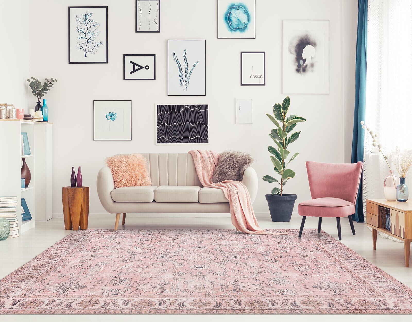 Stylish washable rug for lounge or bedroom

